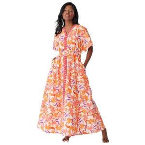 Женский кимоно-домашний халат больших размеров Dreams & Co, Pink paisley floral