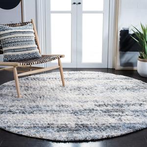 Ковер SAFAVIEH, 100 x 100 см, Berber Shag Collection Round Ivory/Grey BER273A современный абстрактный, без линьки