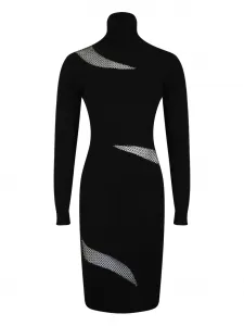 Миди-платье с отделкой кристаллами Genny, черный