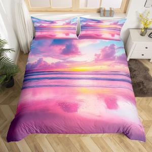 Erosebridal Комплект постельного белья Hawaii Beach с морским принтом и лавандовыми облаками, Multi 17