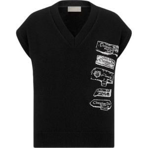 DIOR Мужская майка-борцовка черная V-образный вырез умеренно прямой крой