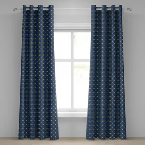 Шторы на люверсах ABAKUHAUS с четырехлистником, исторический узор восточного происхождения - геометрическая плитка гирих, декоративные двухпанельные шторы, 280 см x 175 см, бирюзовый, темно-синий Abakuhaus