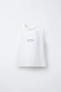 Футболка без рукавов с надписью Zara, экрю