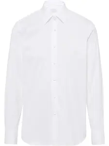Рубашка на пуговицах с косым воротником Prada, белый
