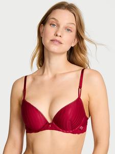 Сексуальный прозрачный бюстгальтер пуш-ап в полоску Heritage Victoria'S Secret, sheer red lacquer