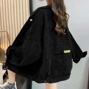 Женская джинсовая куртка с логотипом на спине Miniministore, цвет Black