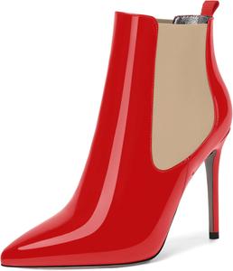 Женские ботильоны NUMALEO с острым носком, на шнуровке, из лакированной кожи, на высоком каблуке-стилете, 10 см, Beige Red