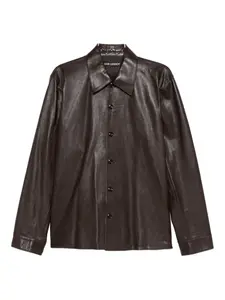 Кожаная рубашка-куртка Our Legacy, коричневый