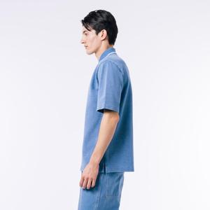 Мужская рубашка-поло LACOSTE в рубчик, подобранная по цвету, цвета индиго