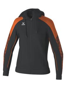 Erima Женская спортивная куртка с капюшоном, черно-оранжевого цвета