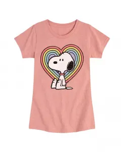 Футболка с коротким рукавом Big Girls Snoopy Rainbow Heart Graphic Peanuts, розовый