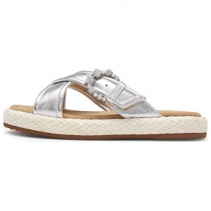 Стразовые шлепанцы на платформе Staccato, цвет закатное золото