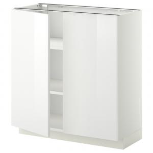 Тумба под шкаф с полками/2 дверцами, белая/Ringhult white, 80x37 см IKEA Metod