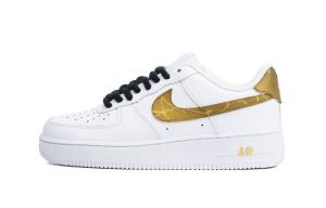 Nike Кроссовки Air Force 1 с амортизацией и устойчивостью к ударам, низкие, для скейтбординга, унисекс, белые, золотые
