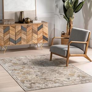 nuLOOM Zenni Floral & Paisley круглый ковер 183 x 183 см машинная стирка для дома и улицы в гостиную патио террасу крыльцо кухню, Zenni Beige