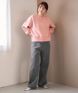 Широкие прямые джинсы с цветочной вышивкой Coen, цвет Lt.Gray