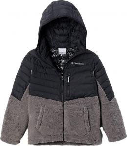Куртка Columbia Boys Powder Lite с капюшоном, Black, City Grey