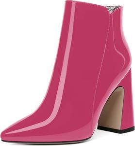 Женские Ботильоны MODENCOCO с острым носком, на высоком каблуке, с молнией, теплые, деловые, повседневные, каблук 4 дюйма, Magenta