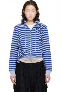 Open Yy Эксклюзивная темно-синяя вязаная толстовка на молнии с аппликацией от Ssense