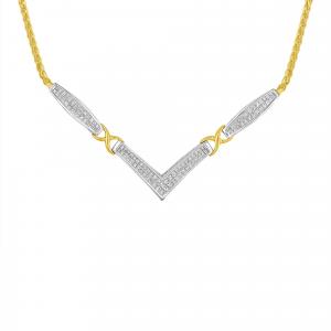 Крупное ожерелье из 14-каратного желтого и белого золота с 2,0-каратным бриллиантом принцессной огранки и V-образным узором X-Station длиной 18 дюймов на цепочке Franco Haus Of Brilliance, Multi