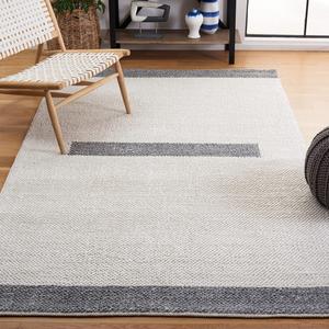 SAFAVIEH Natura коллекция ковер 153 x 244 см - Ivory & Grey, ручной работы полосатый Wool, идеально для помещений с высокой проходимостью в гостиной, спальне (NAT324G)