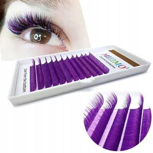 Цветные ресницы 8-13мм, завиток D, 12 полосок, фиолетовые Frezarkowo