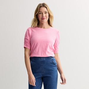 Женский топ с рукавами до локтя и сборками Croft & Barrow, Petunia Blush