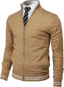 Мужской кардиган H2H Casual Slim Fit с застежкой-молнией, длинным рукавом и рельефным узором