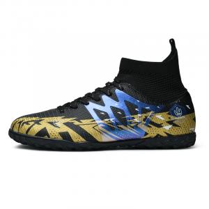 Футбольные бутсы детские с высоким верхом, устойчивые к износу и скольжению, для подростков Kung Fu partners, черный