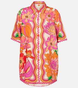 Рубашка из льняной ткани с цветочным принтом Farm Rio, Spring Affair Beige