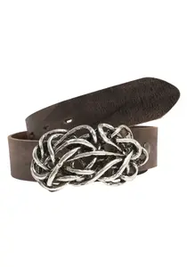 Ремень кожаный LIFEBURG by showroom 019°, с пряжкой в ​​виде узла, сменный Rettungsring By Showroom 019°, коричневый