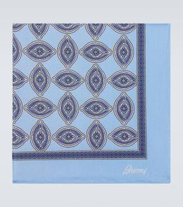 Шелковый платок с принтом Brioni, Sky Blue/Lead