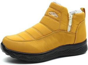 Женские зимние ботинки с теплой меховой подкладкой, водонепроницаемые, слипоны на молнии, удобные ботильоны для улицы Generic, Yellow