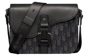 Сумка-сэдл из зернистой телячьей кожи, мужская мессенджер, кроссбоди, через плечо черная DIOR