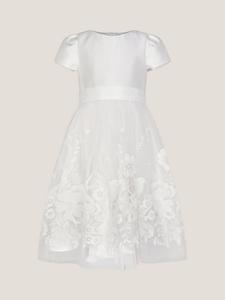 Детское платье Alicia с короткими рукавами и атласным лифом Monsoon, Ivory