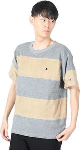 Футболка Champion C3-T302/C3-X360 с коротким рукавом, хлопок, производство США, полосатая футболка, логотип в одну точку, футболка с коротким рукавом и панелью, песочный