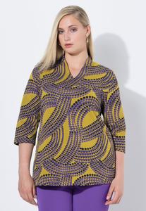 Топ Ulla Popken Long sleeved top, Pale Yellowy Green/Mustard Yellow