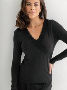 Топ с длинными рукавами Sofa Loves Lace со скрытой поддержкой Pour Moi, Black