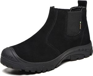 Ботинки с защитным носком для мужчин и женщин, дышащие, легкие, для промышленного строительства и активного отдыха, кроссовки с противоскользящей подошвой (Цвет: черный, Размер: 10.5 US) Hisxus