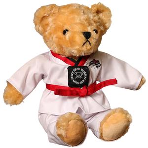 Плюшевая кукла тхэквондо медвежонок высота 25см длина 25см Julebaby, красный