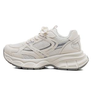 HUANQIU Низкие массивные кроссовки с амортизаторами, противоскользящими и износостойкими свойствами, женские бежевые