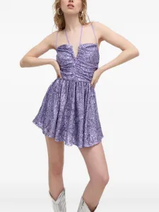 Мини-платье с пайетками и V-образным вырезом Aniye By, фиолетовый