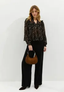 Полупрозрачная блузка с цветочным принтом и оборками. New Look, Black Pattern