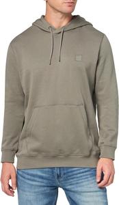 Толстовка с капюшоном BOSS, мужская, с логотипом-аппликацией, из френч-терри, хлопок, Fossil Grey