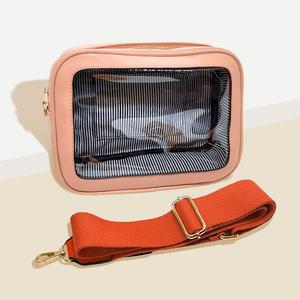 Прозрачная сумка через плечо с заостренным передом из искусственной кожи FASHNZFAB, розовый