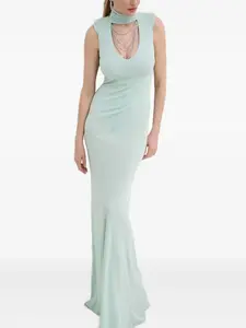 Платье макси с высоким воротником Elisabetta Franchi, зеленый