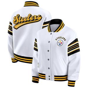Женская белая толстовка-бомбер Pittsburgh Steelers plus size на молнии Wear By Erin Andrews