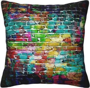 CarXs Подушка декоративная с кирпичным принтом двусторонняя Colorful Brick Wall