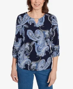 Миниатюрный топ с фольгой и узором пейсли Alfred Dunner, синий