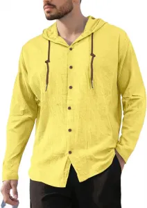 Мужская хлопковая льняная толстовка с капюшоном на шнурке